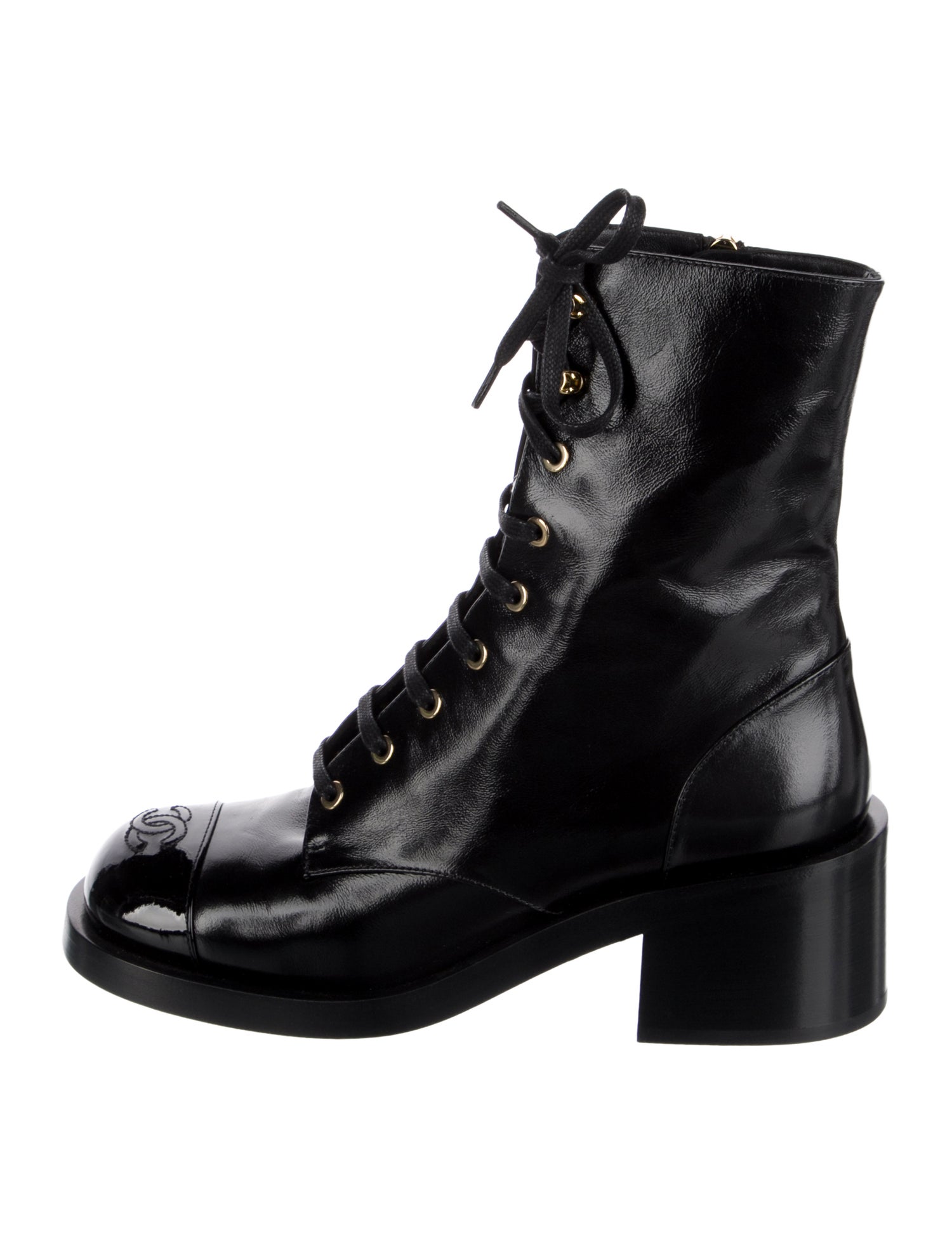 Chanel 2025 Interlocking CC Logo Combat Boots