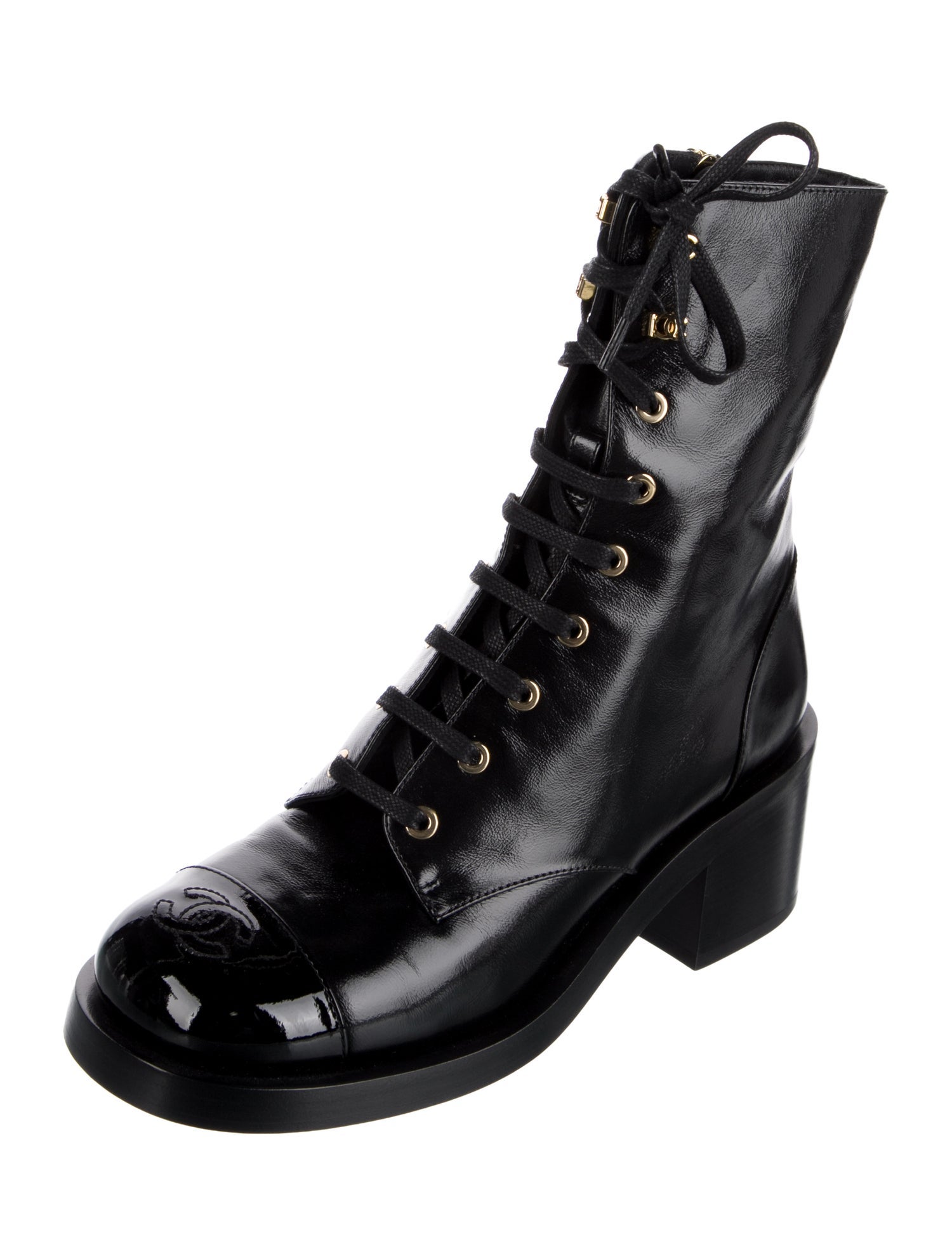 Chanel 2025 Interlocking CC Logo Combat Boots