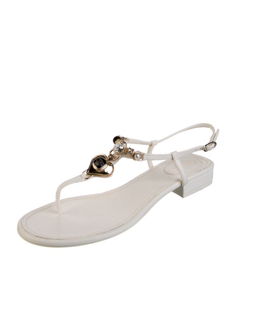 Chanel 2023 Interlocking CC Logo T-Strap Sandals