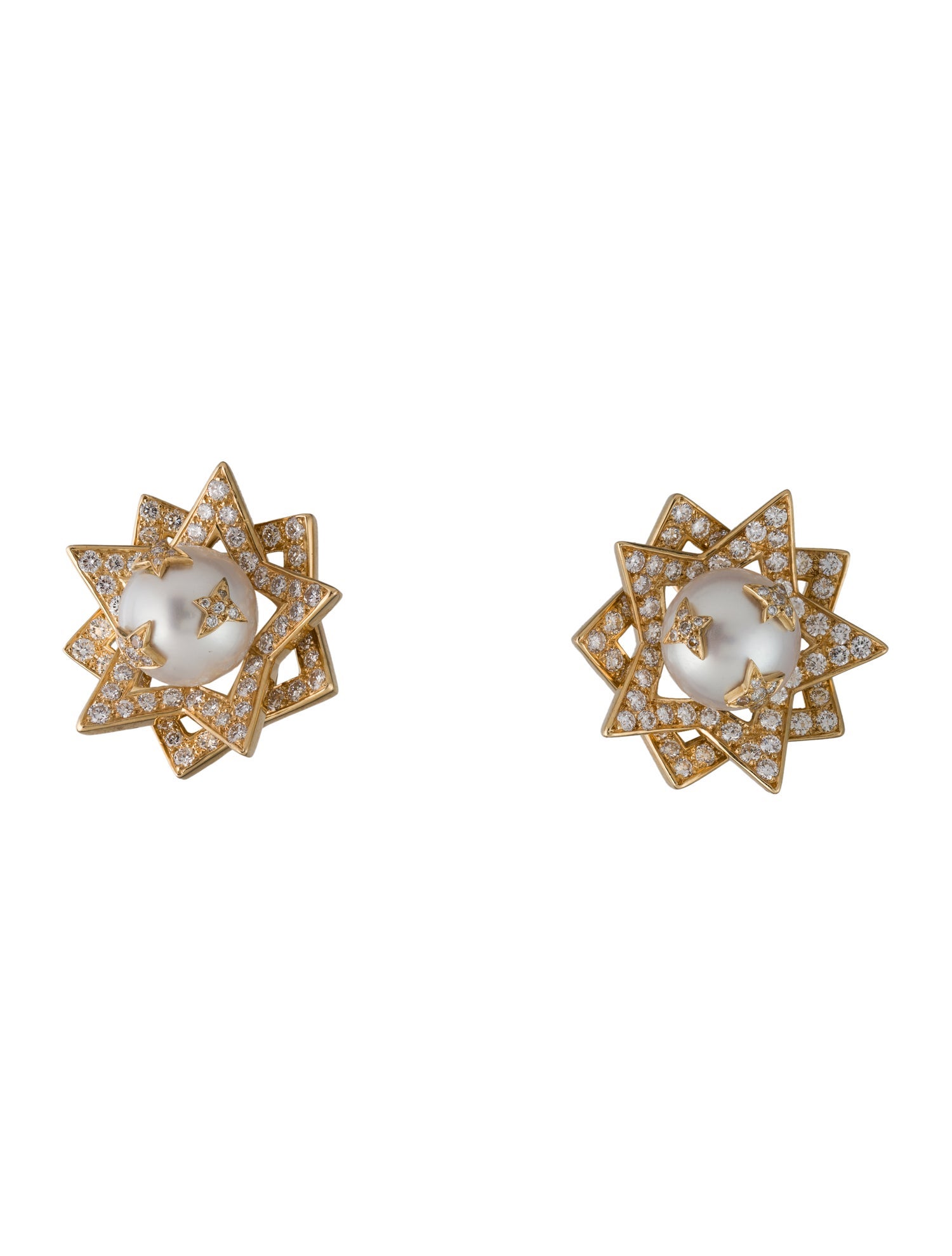 Chanel Vintage 18K Pearl & Diamond Comete Earrings