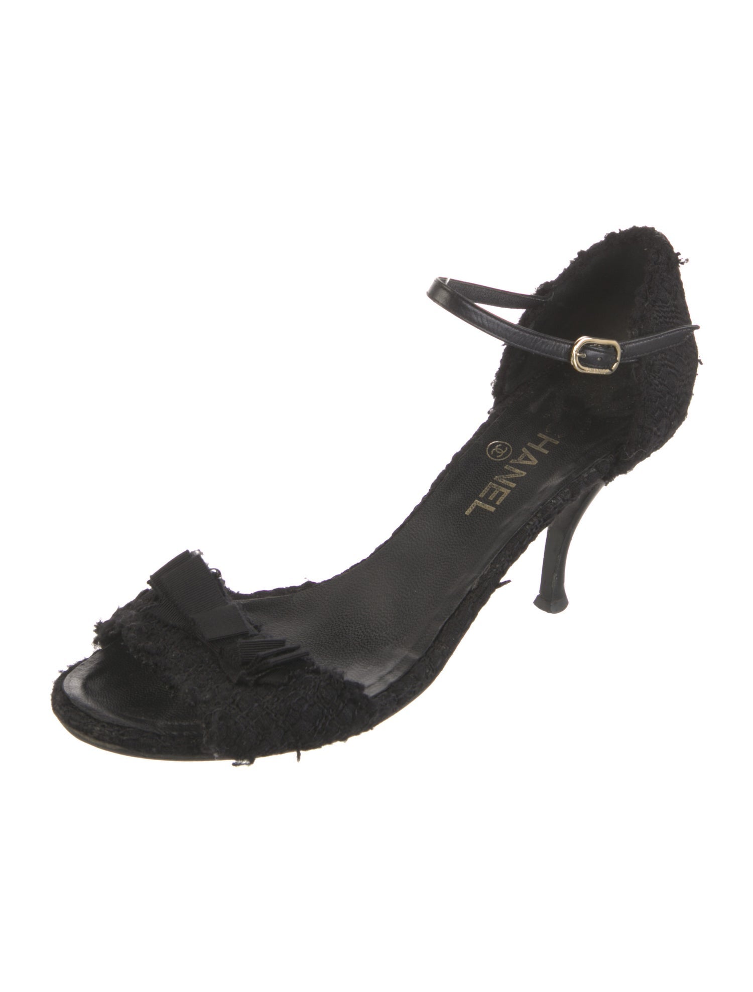 Chanel Interlocking CC Logo Tweed Sandals