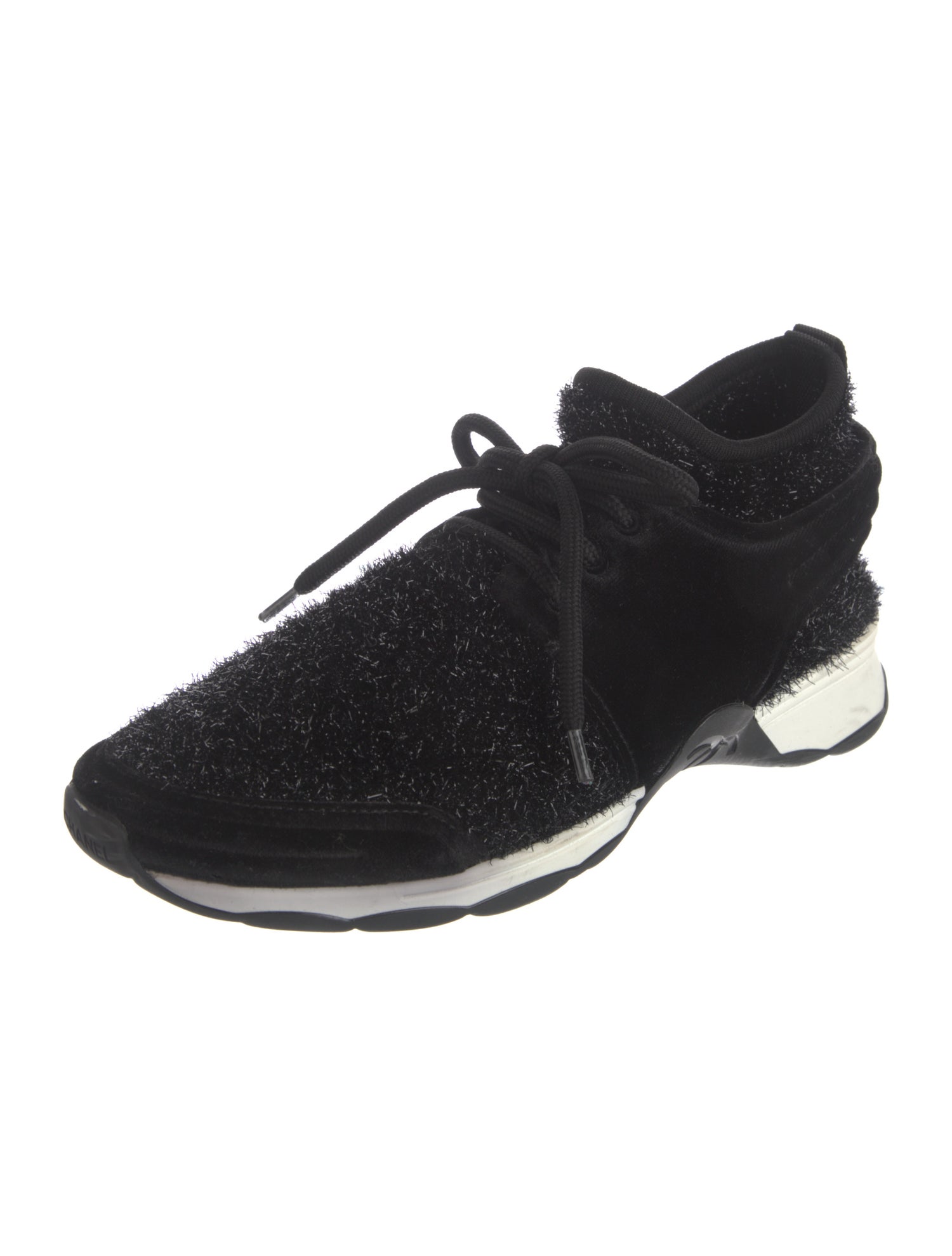 Chanel Interlocking CC Logo Velvet Sneakers