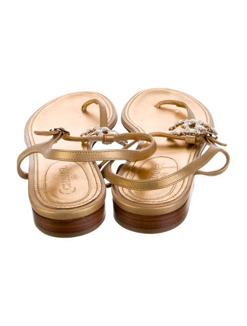 Chanel Interlocking CC Logo Leather T-Strap Sandals