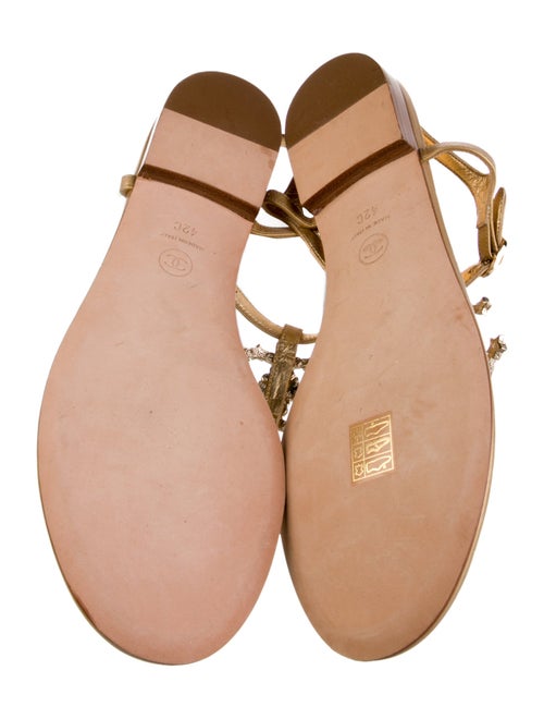 Chanel Interlocking CC Logo Leather T-Strap Sandals