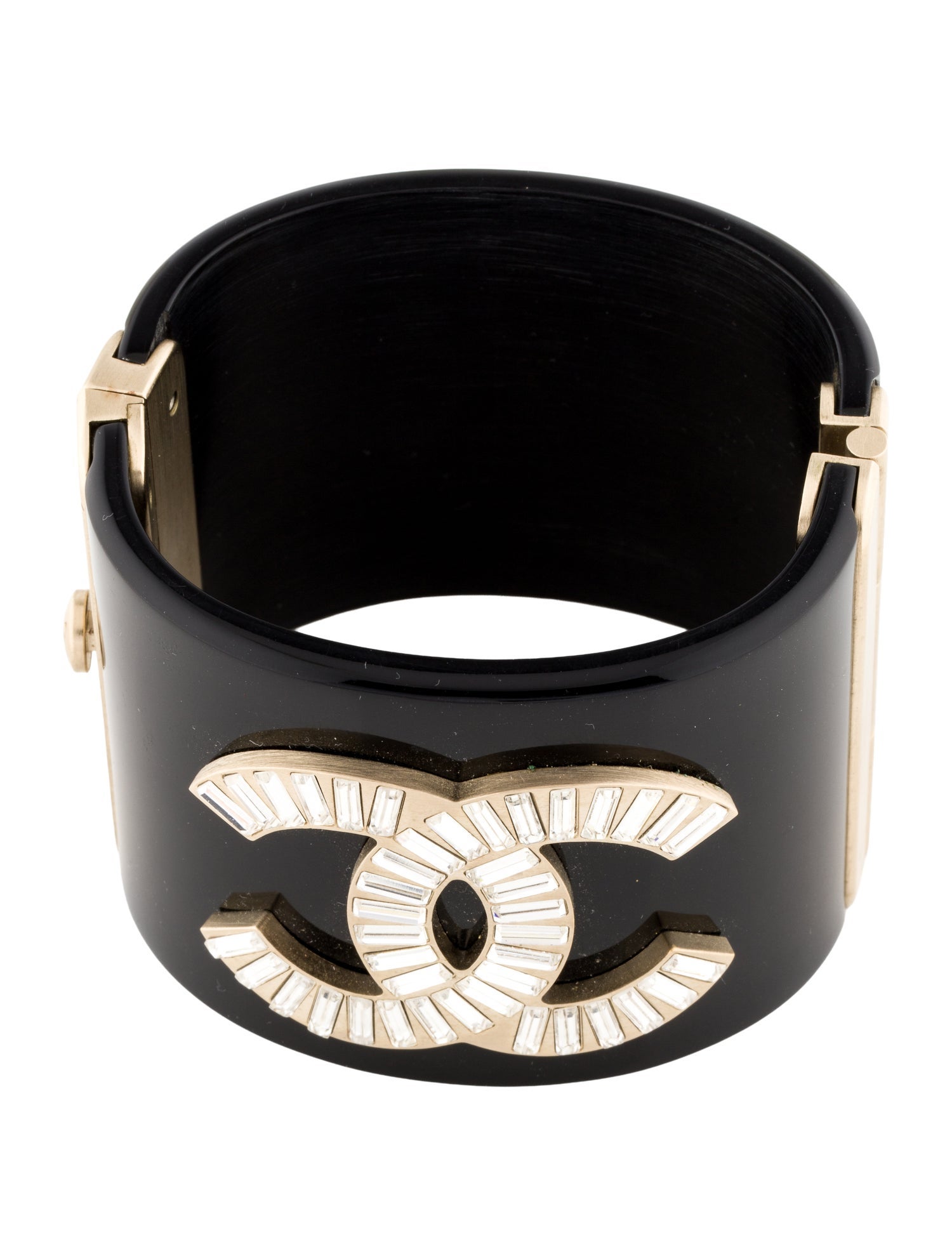 Chanel Strass & Resin CC Hinged Bangle
