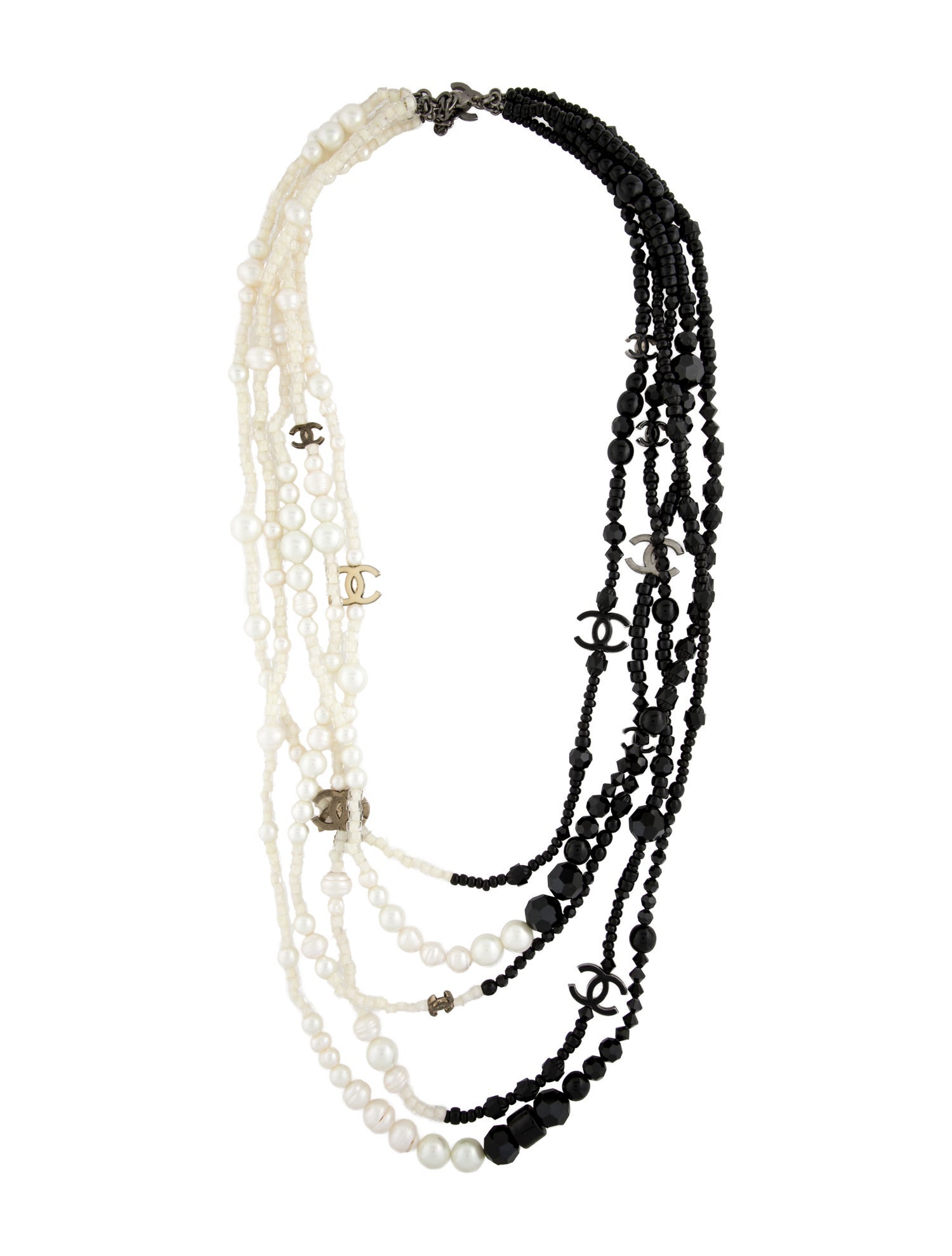 Chanel Faux Pearl & Resin CC Multistrand Necklace