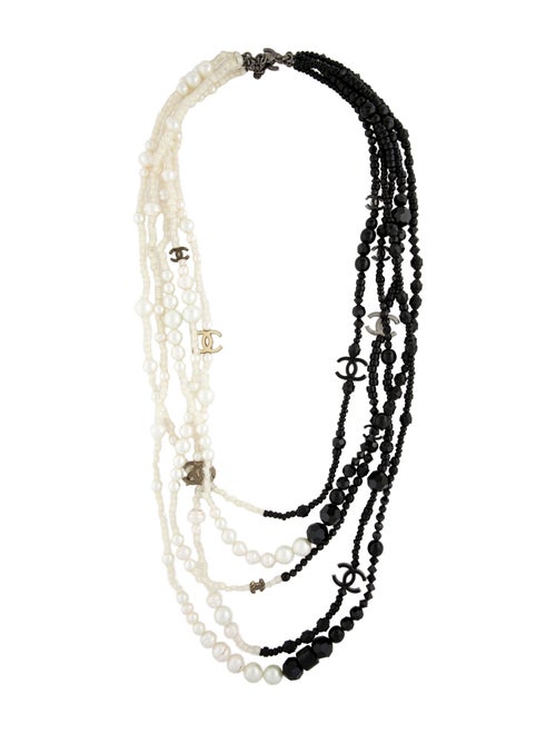 Chanel Faux Pearl & Resin CC Multistrand Necklace