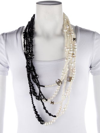 Chanel Faux Pearl & Resin CC Multistrand Necklace