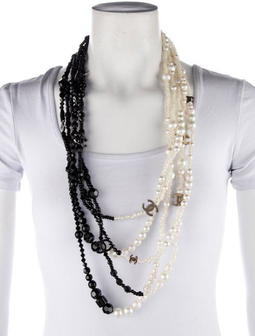 Chanel Faux Pearl & Resin CC Multistrand Necklace