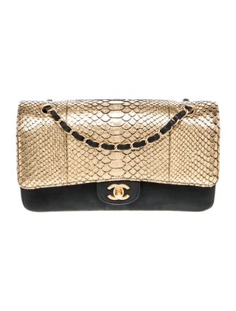 Chanel Classic Medium Python Double Flap Bag