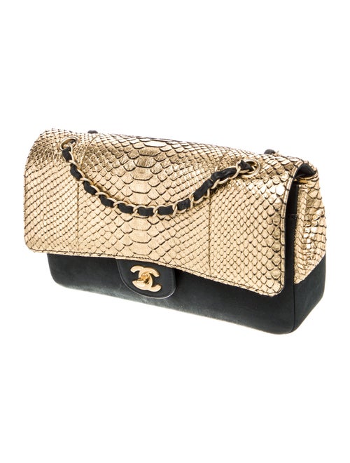 Chanel Classic Medium Python Double Flap Bag