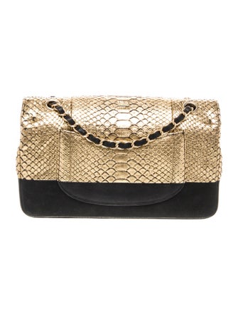 Chanel Classic Medium Python Double Flap Bag