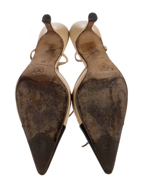 Chanel Interlocking CC Logo Leather Slingback Pumps