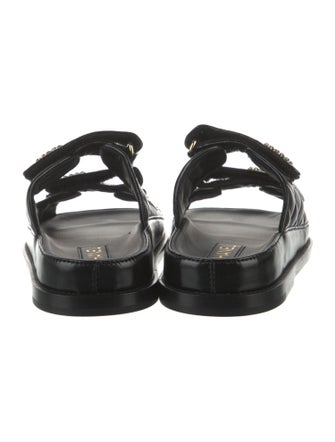 Chanel Interlocking CC Logo Leather Slides