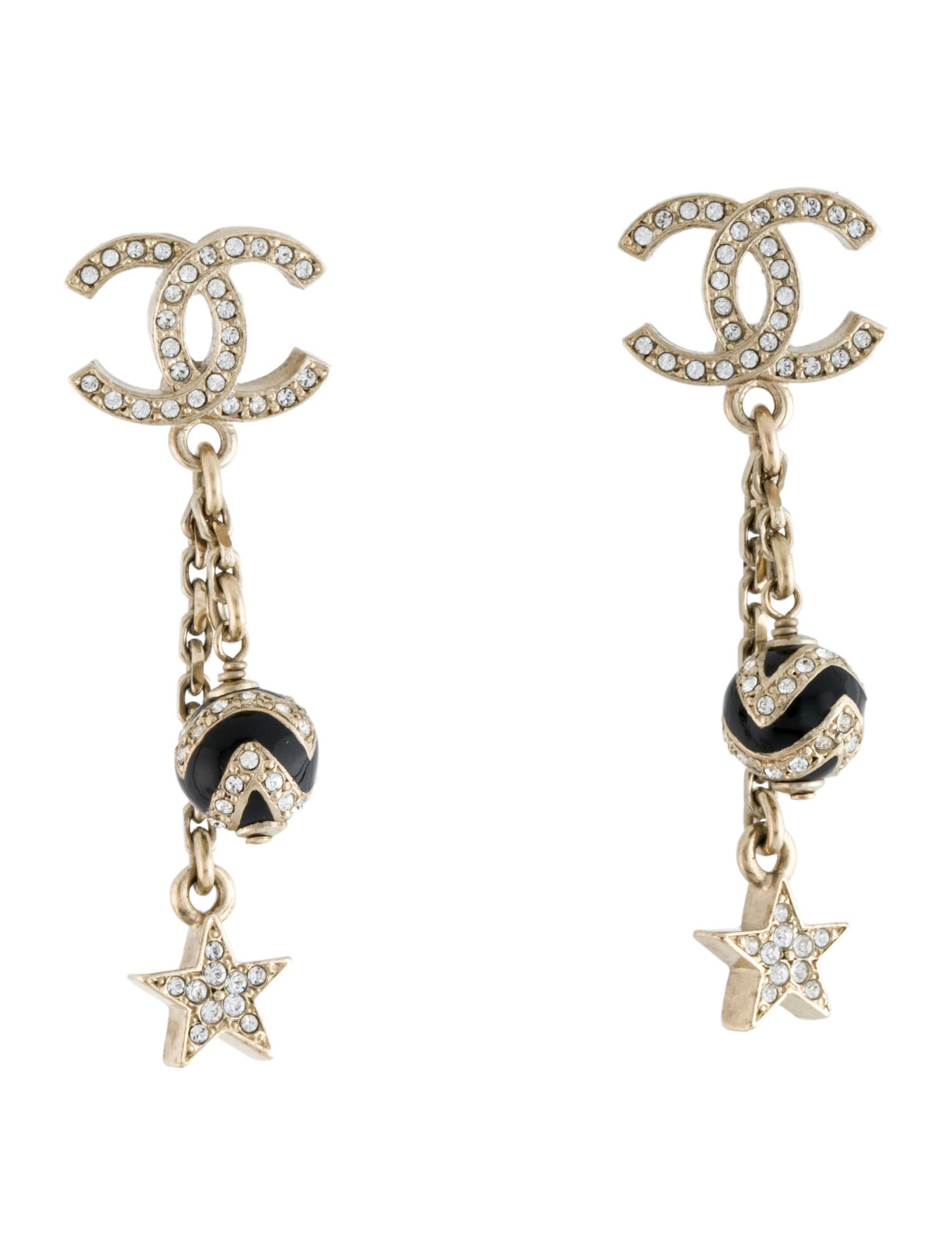 Chanel 2023 Resin & Strass CC Drop Earrings