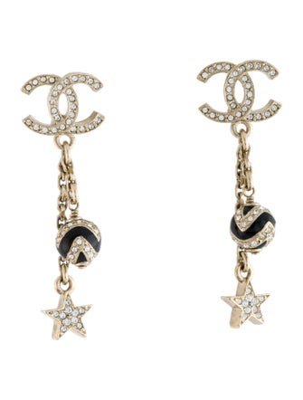 Chanel 2023 Resin & Strass CC Drop Earrings