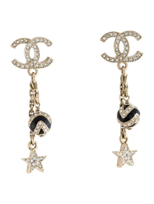 Chanel 2023 Resin & Strass CC Drop Earrings