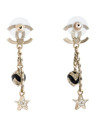 Chanel 2023 Resin & Strass CC Drop Earrings