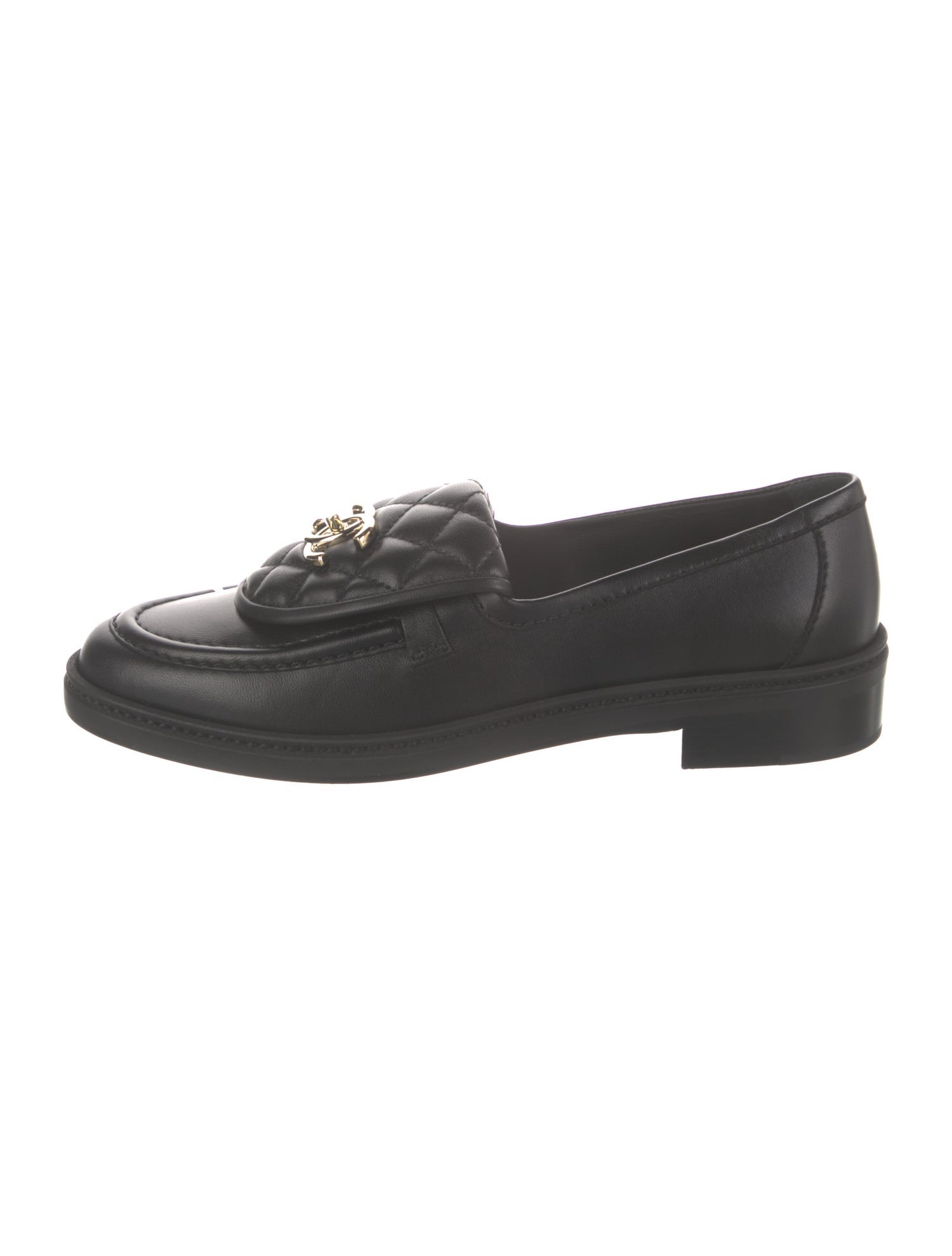Chanel Interlocking CC Logo Leather Loafers
