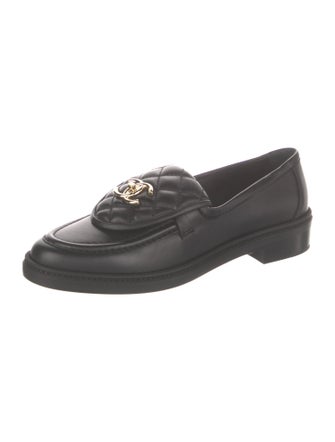 Chanel Interlocking CC Logo Leather Loafers