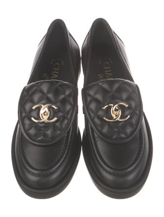 Chanel Interlocking CC Logo Leather Loafers