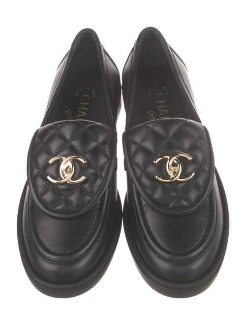 Chanel Interlocking CC Logo Leather Loafers