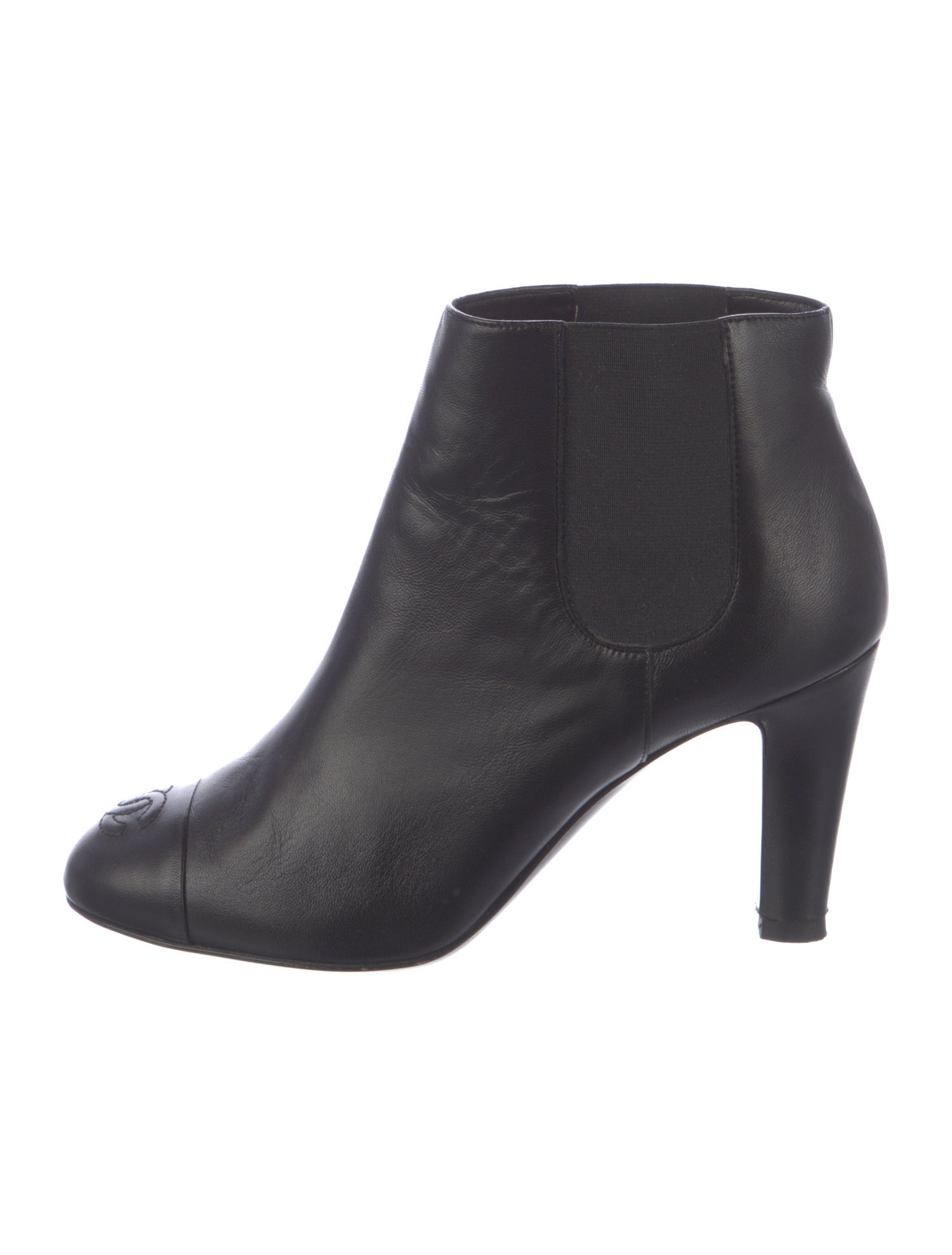 Chanel Interlocking CC Logo Leather Chelsea Boots