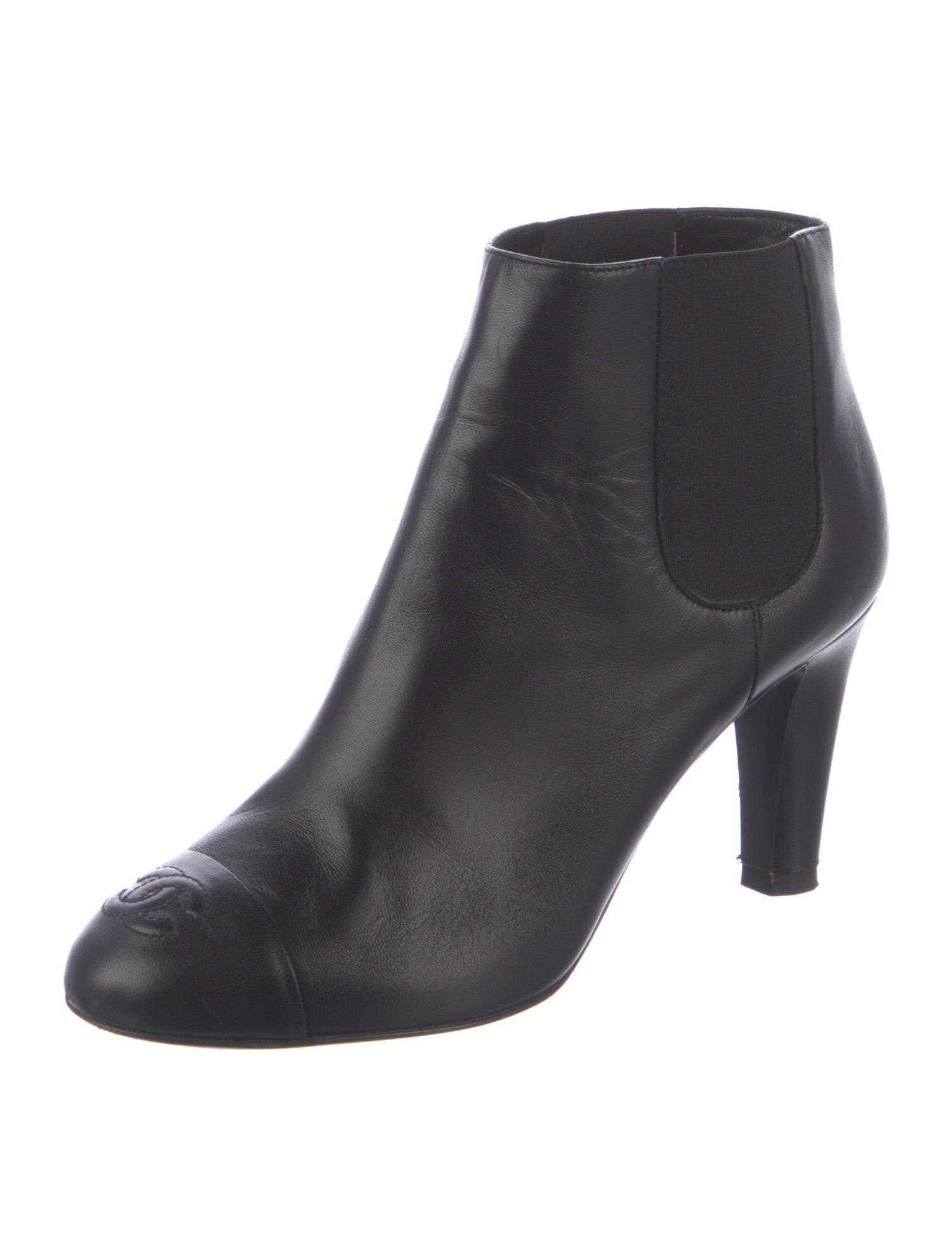 Chanel Interlocking CC Logo Leather Chelsea Boots