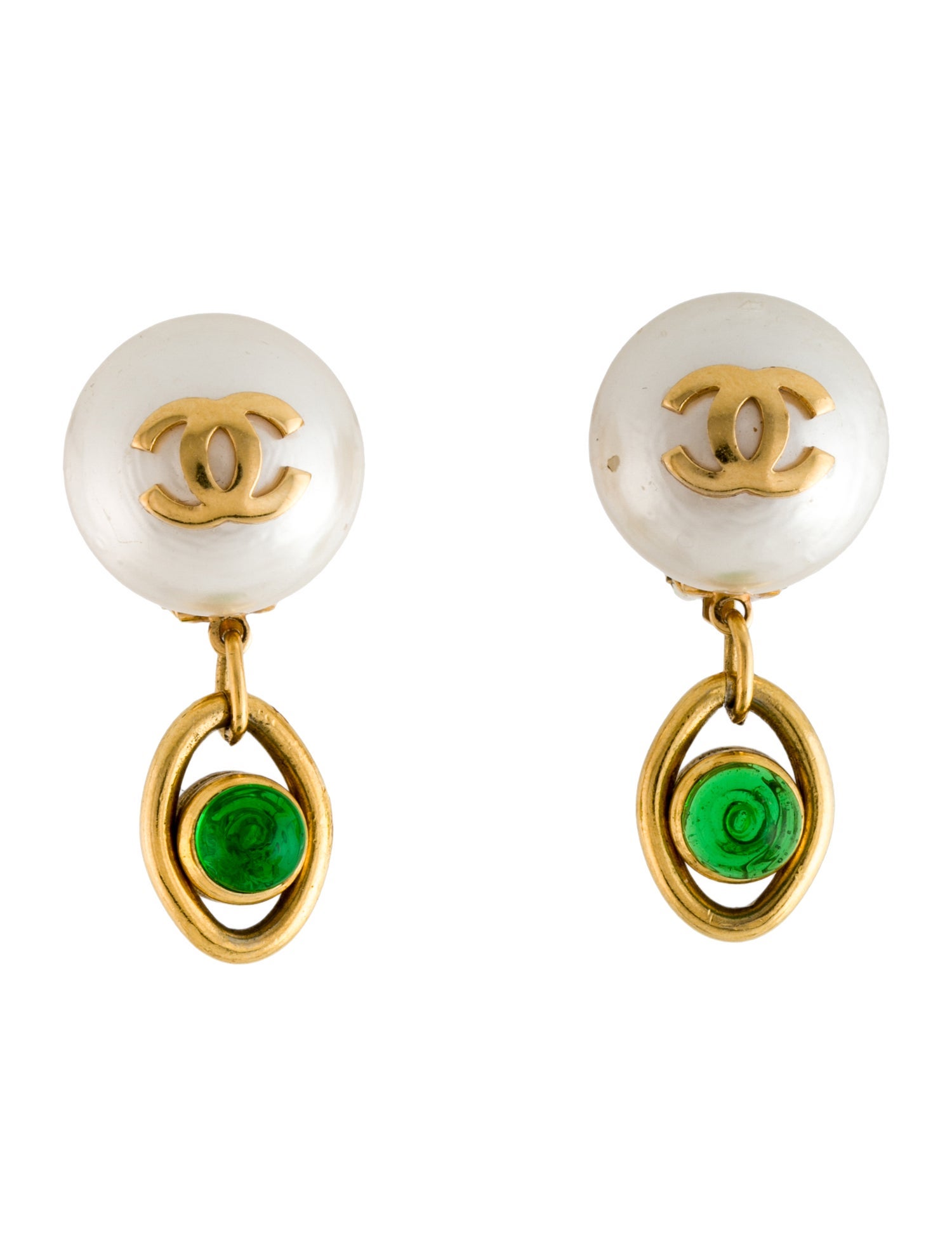 Chanel Vintage Faux Pearl & Gripoix Clip-On Earrings