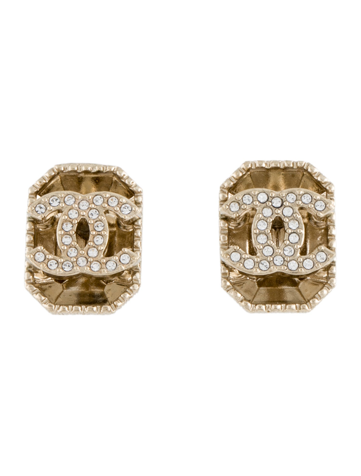 Chanel 2024 Strass CC Stud Earrings