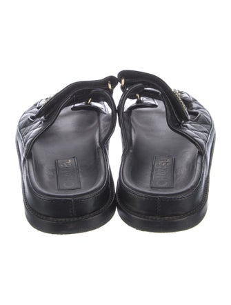 Chanel Interlocking CC Logo Leather Slides