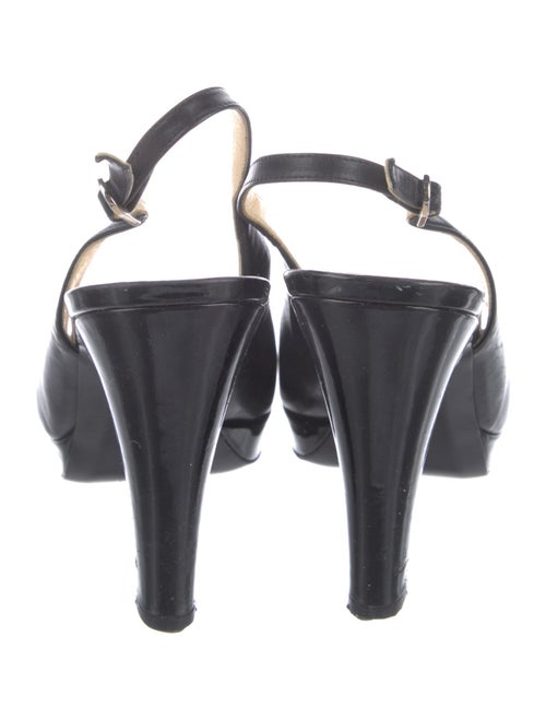 Chanel Interlocking CC Logo Leather Slingback Pumps