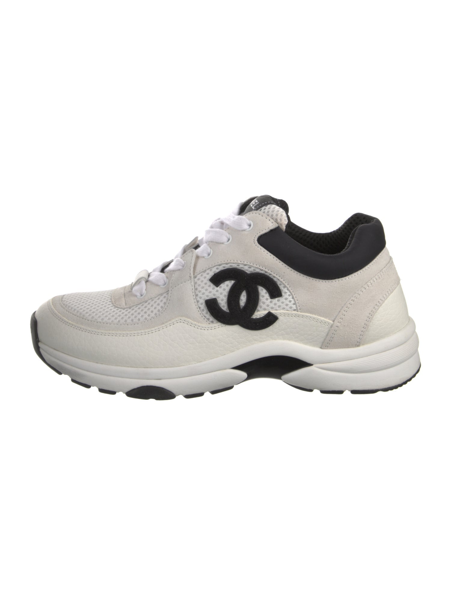 Chanel Leather Colorblock Pattern Sneakers