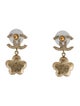 Chanel Faux Pearl Floral CC Drop Earrings