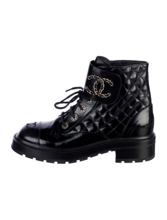 Chanel 2020 Interlocking CC Logo Combat Boots