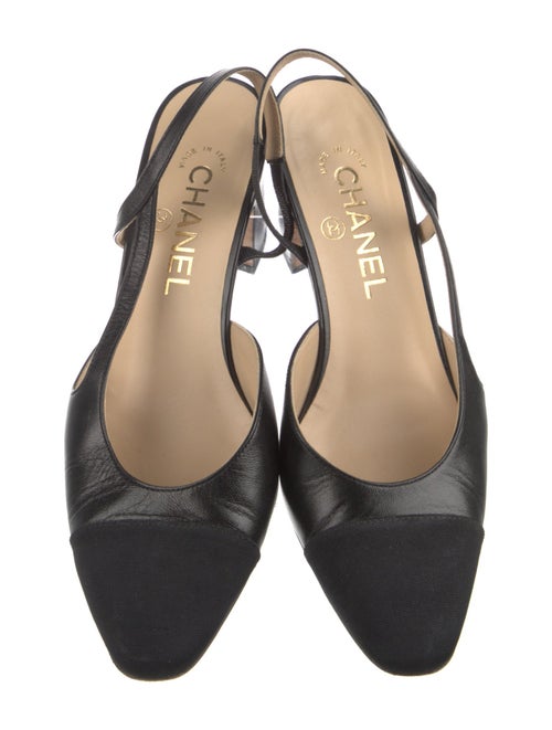 Chanel Interlocking CC Logo Leather Slingback Pumps