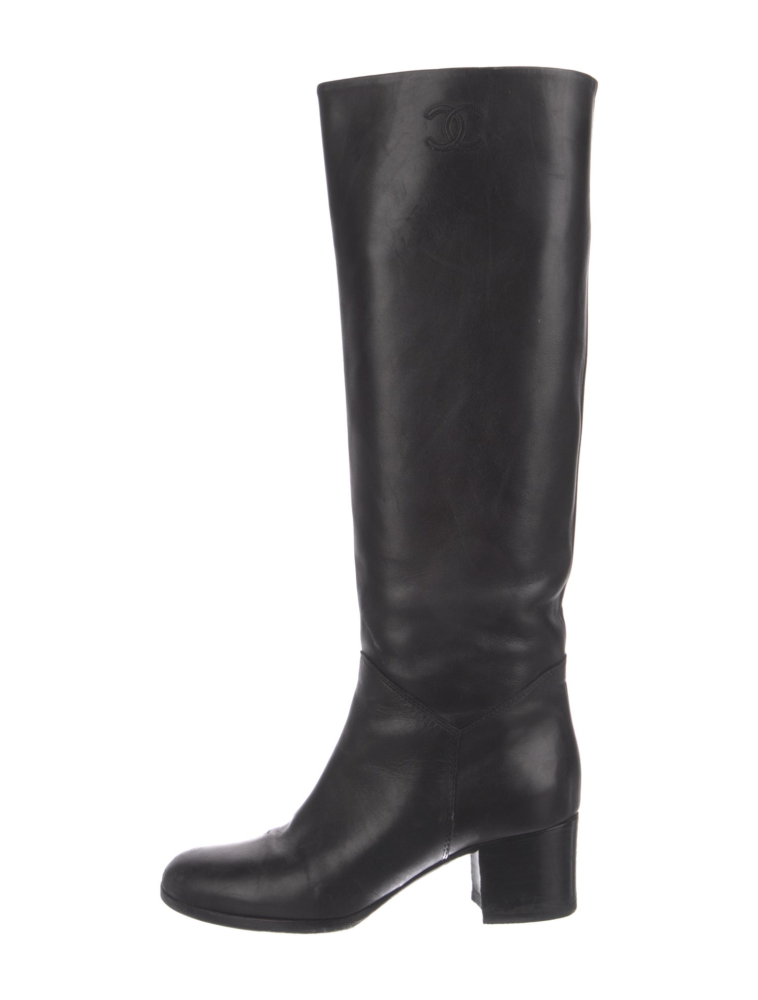Chanel Interlocking CC Logo Leather Riding Boots