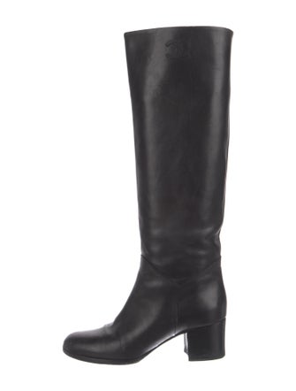 Chanel Interlocking CC Logo Leather Riding Boots