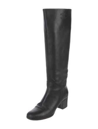 Chanel Interlocking CC Logo Leather Riding Boots