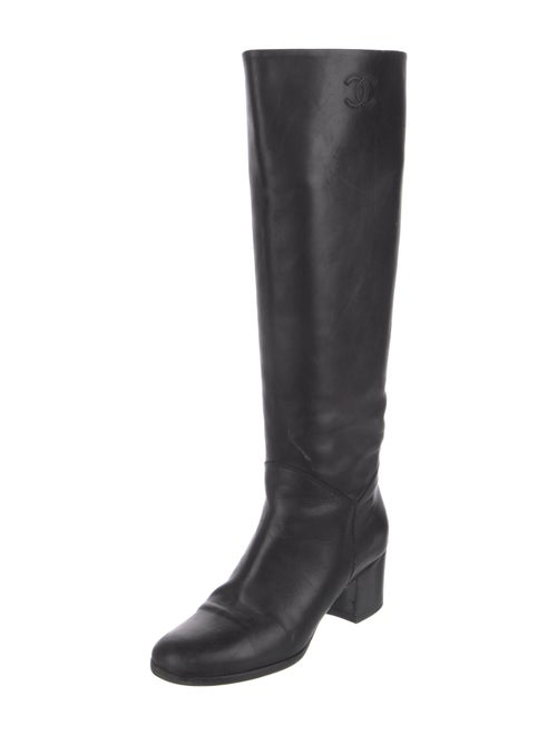 Chanel Interlocking CC Logo Leather Riding Boots