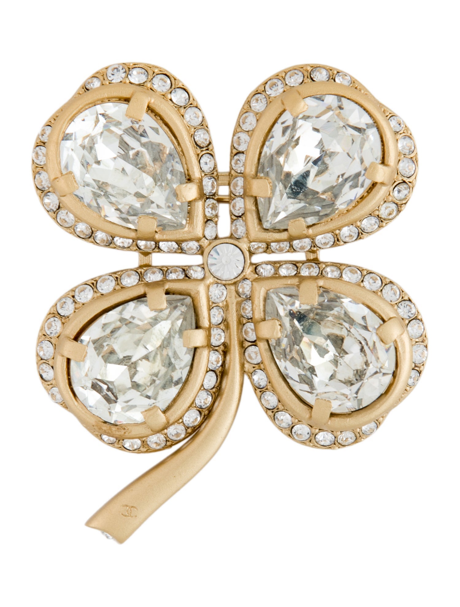 Chanel Vintage Strass Clover Brooch