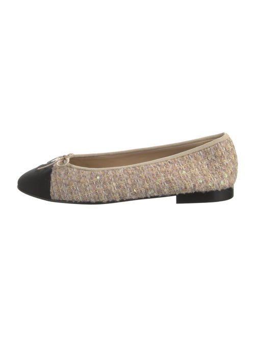 Chanel Interlocking CC Logo Tweed Flats