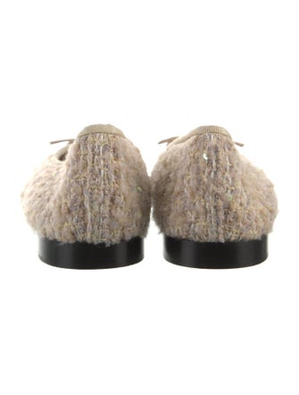 Chanel Interlocking CC Logo Tweed Flats