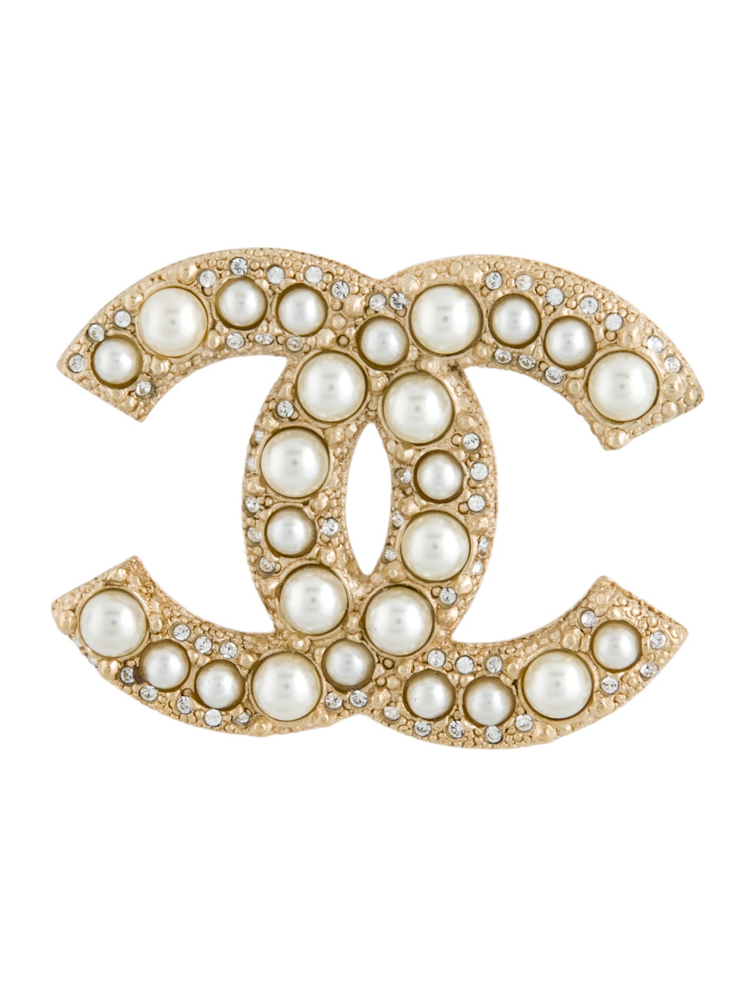 Chanel 2021 Faux Pearl & Strass CC Brooch