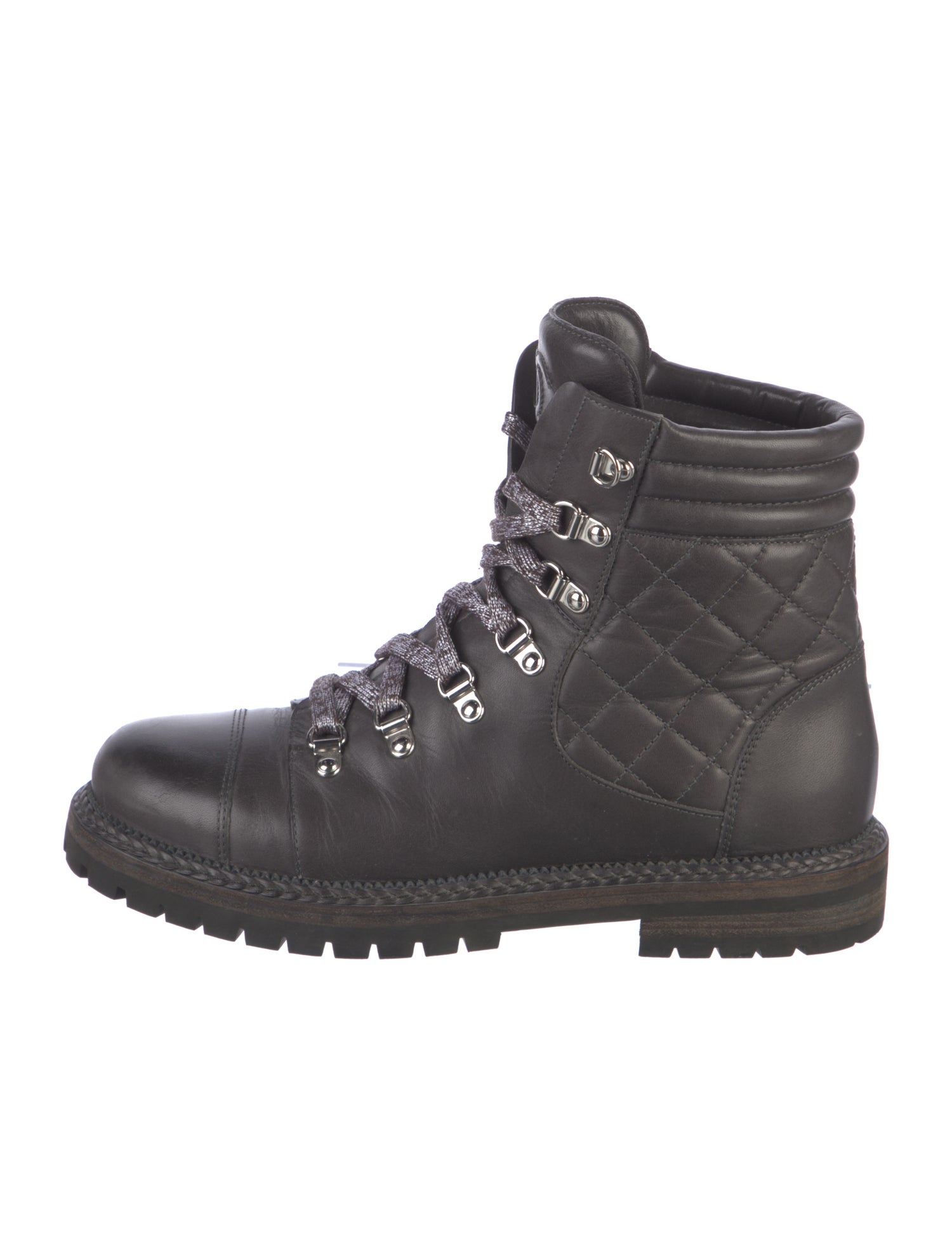 Chanel Interlocking CC Logo Leather Combat Boots