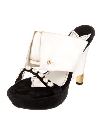 Chanel Interlocking CC Logo Satin Slides