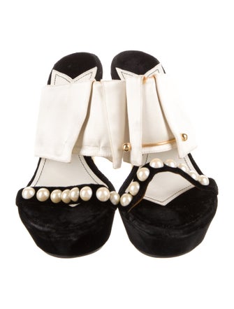 Chanel Interlocking CC Logo Satin Slides