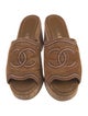 Chanel Interlocking CC Logo Suede Slides