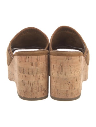 Chanel Interlocking CC Logo Suede Slides