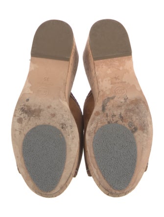 Chanel Interlocking CC Logo Suede Slides